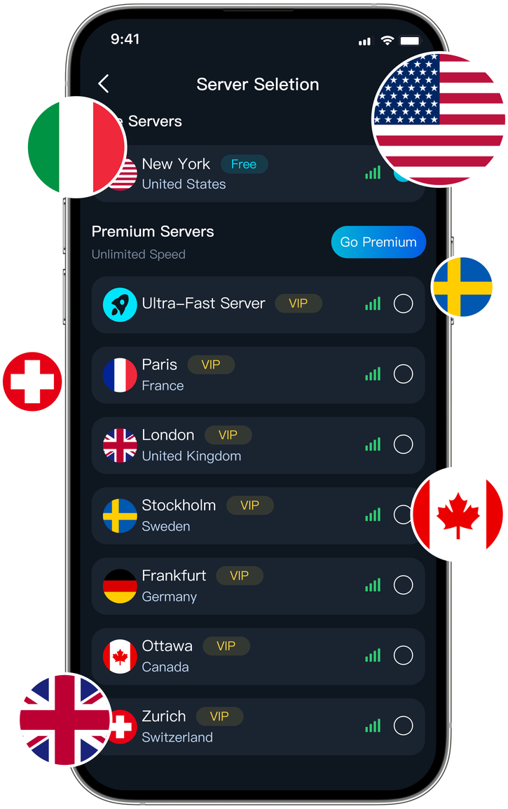 Server selection interface